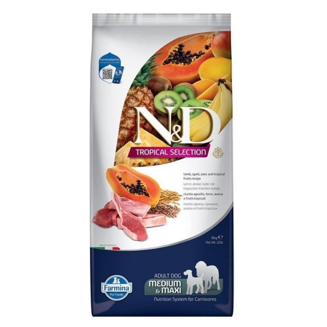 N&D Tropical Selection Kuzu Etli ve Tropikal Meyveli Orta ve Büyük Irk Yetişkin Köpek Maması 10 kg