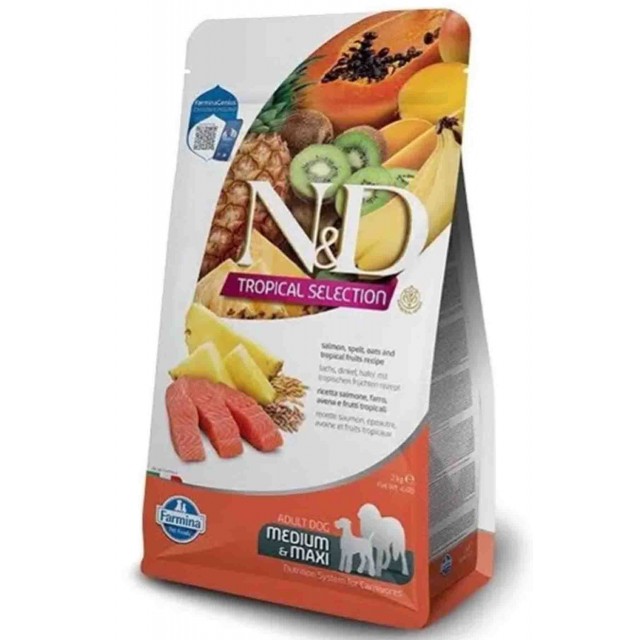 ND Tropical Selection Somonlu ve Tropikal Meyveli Orta ve Büyük Irk Yetişkin Köpek Maması 10kg