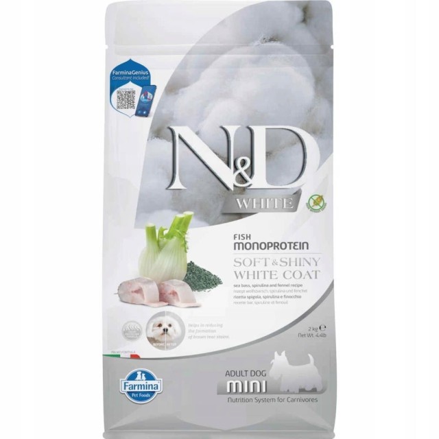 N&D White Levrek Rezene ve Spirulina Küçük Irk Beyaz Yetişkin Köpek Maması 2 kg
