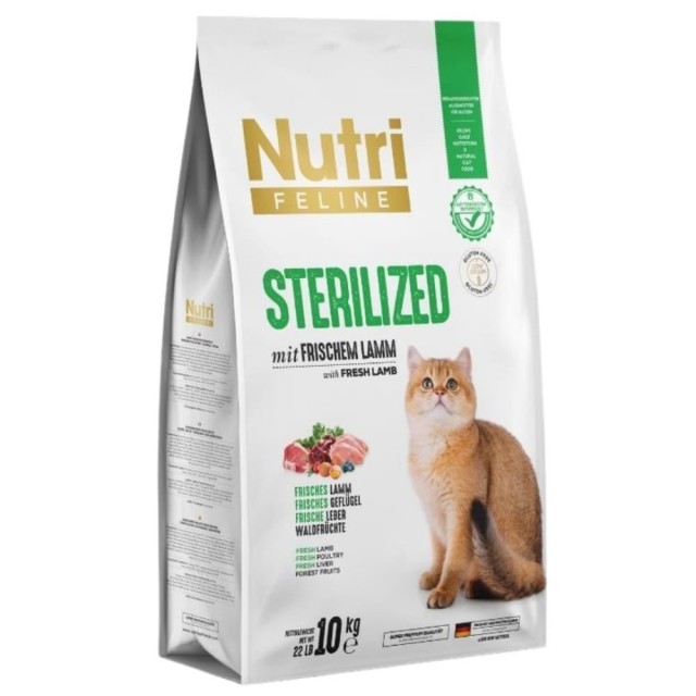 Nutri Feline Adult Sterilised Kısırlaştırılmış Kuzulu Yetişkin Kedi Maması 10 kg