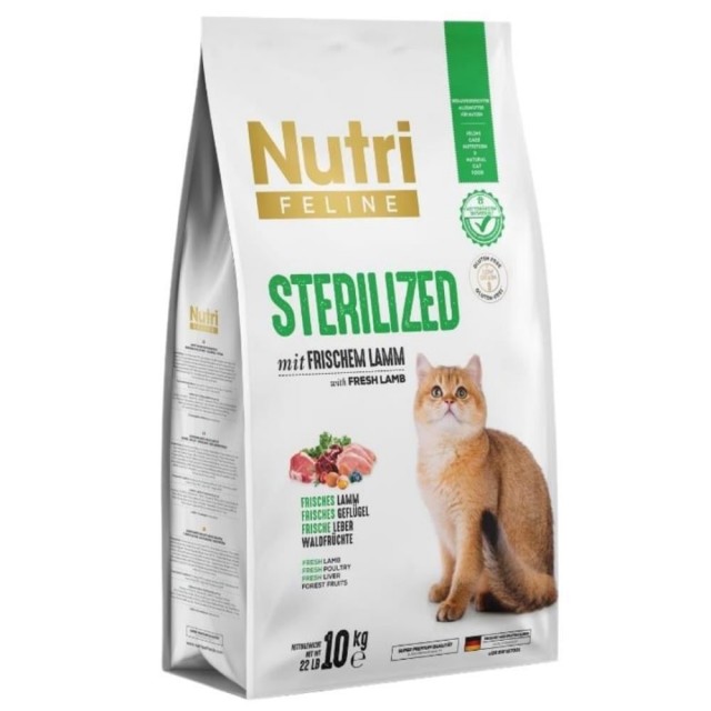 Nutri Feline Adult Sterilised Kısırlaştırılmış Kuzulu Yetişkin Kedi Maması 10 kg