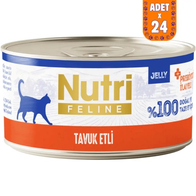 Nutri Feline Tavuk Etli Tahılsız Yetişkin Kedi Konservesi Jelly 24x70 Gr