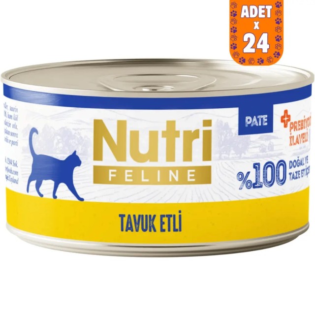 Nutri Feline Tavuk Etli Tahılsız Yetişkin Kedi Konservesi Pate 24x70 Gr