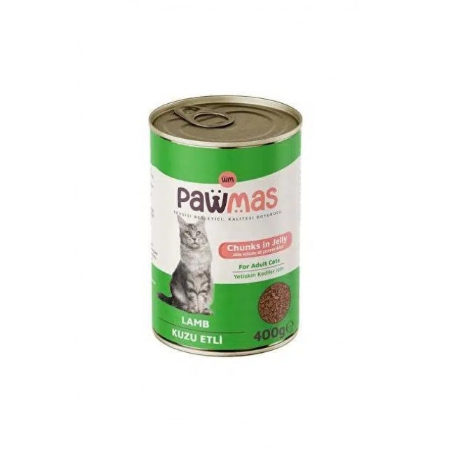 Pawmas Kuzu Etli Yetişkin Kedi Konservesi Parça Etli 400 gr