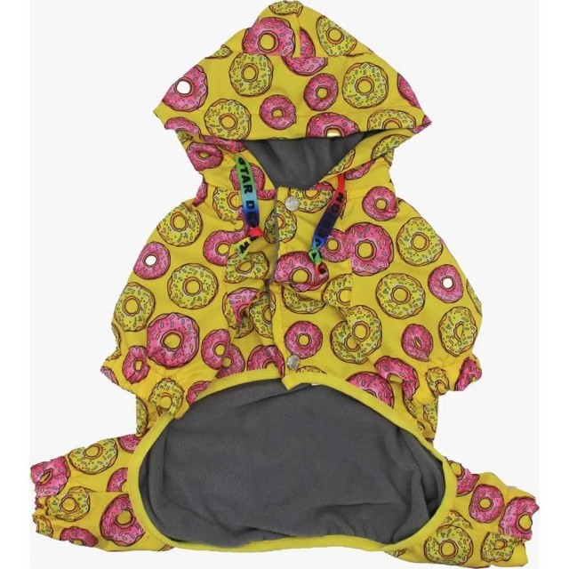 Pawstar Büyük Irk Köpek Yağmurluk Tulumu Kapşonlu Donut Desen 22513 - 4XL