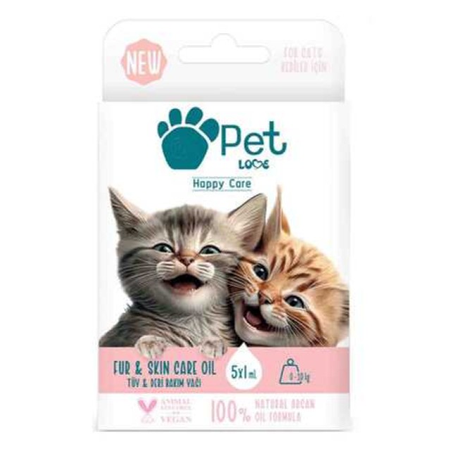 Pet Love Doğal Argan Yağlı Kediler İçin Tüy Bakım Yağı 5x1ml