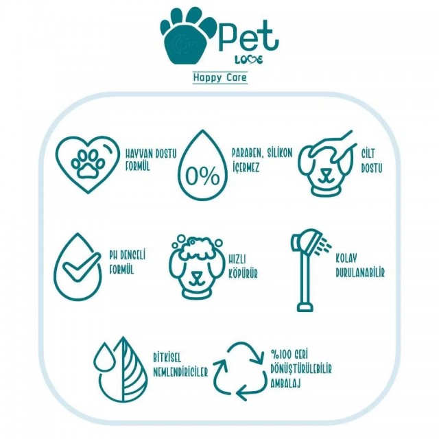 Pet Love Kediler ve Köpekler İçin %100 Doğal Argan Yağlı Çilek Kokulu Şampuan 500 ML