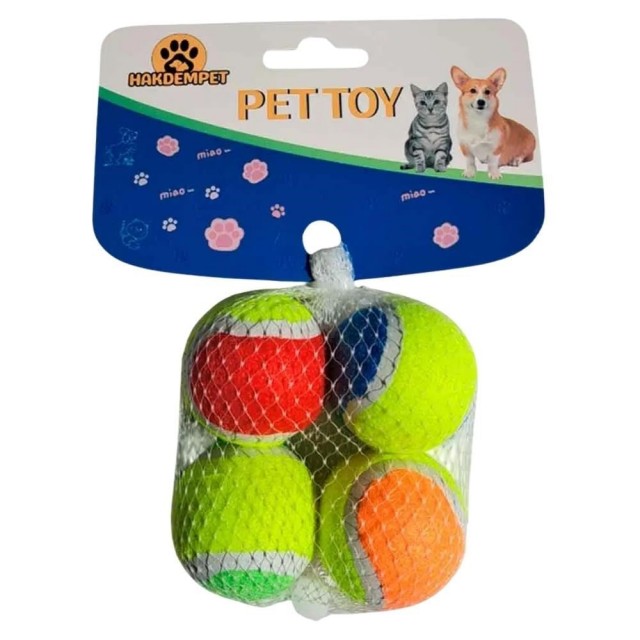 Pet Prety Renkli Küçük Tenis Topu Köpek Oyuncağı 4'lü
