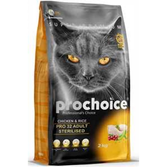 ProChoice Pro 32 Tavuk ve Pirinçli Kısırlaştırılmış Yetişkin Kedi Maması 2kg