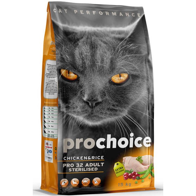 ProChoice Pro 32 Tavuk ve Pirinçli Kısırlaştırılmış Kedi Maması 15kg