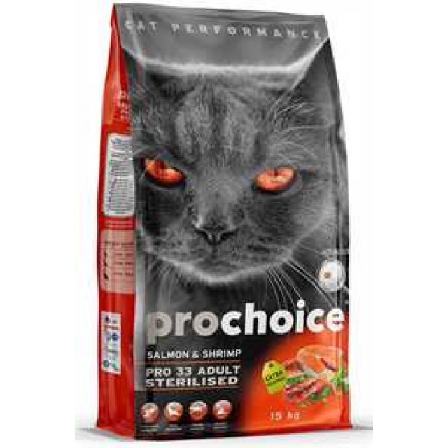 ProChoice Pro 33 Somon ve Karidesli Kısırlaştırılmış Yetişkin Kedi Maması 15kg