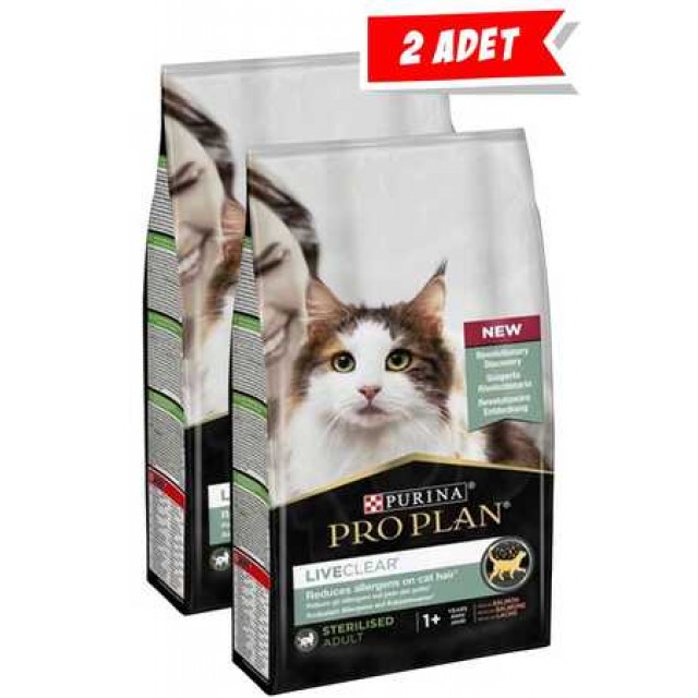 Pro Plan LiveClear Alerjen Azaltan Somonlu Kısırlaştırılmış Kedi Maması 2x1,4kg (2'li Paket)