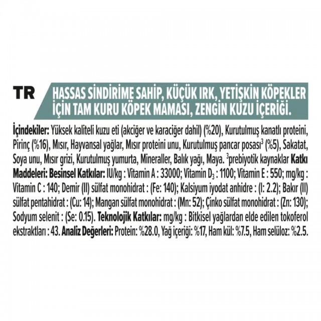 Pro Plan Sensitive Digestion Small Mini Adult Kuzu Etli Küçük Irk Yetişkin Köpek Maması 7 Kg