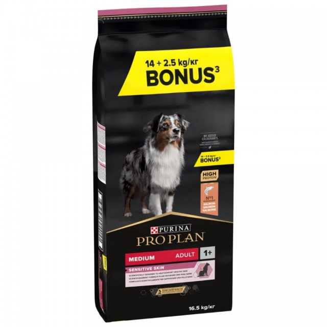 Pro Plan Sensitive Skin Somonlu Medium Adult Orta Irk Yetişkin Köpek Maması 14+2.5 Kg