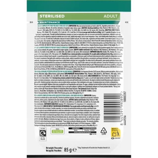 Pro Plan Sterilised Sos İçinde Tavşan Etli Kısırlaştırılmış Pouch Kedi Yaş Maması 85 Gr 26 Adet