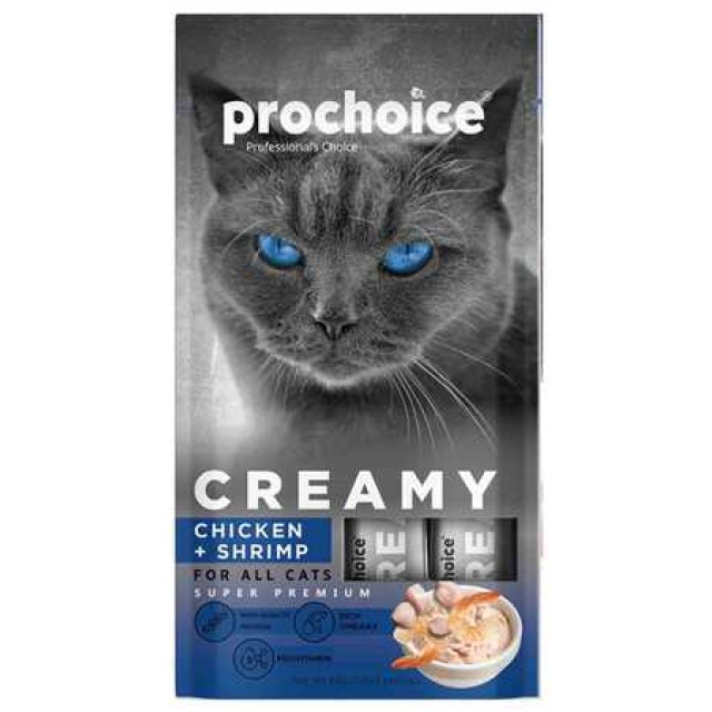 Prochoice Creamy Tavuklu ve Karidesli Krema Kedi Ödül Maması 4x15gr