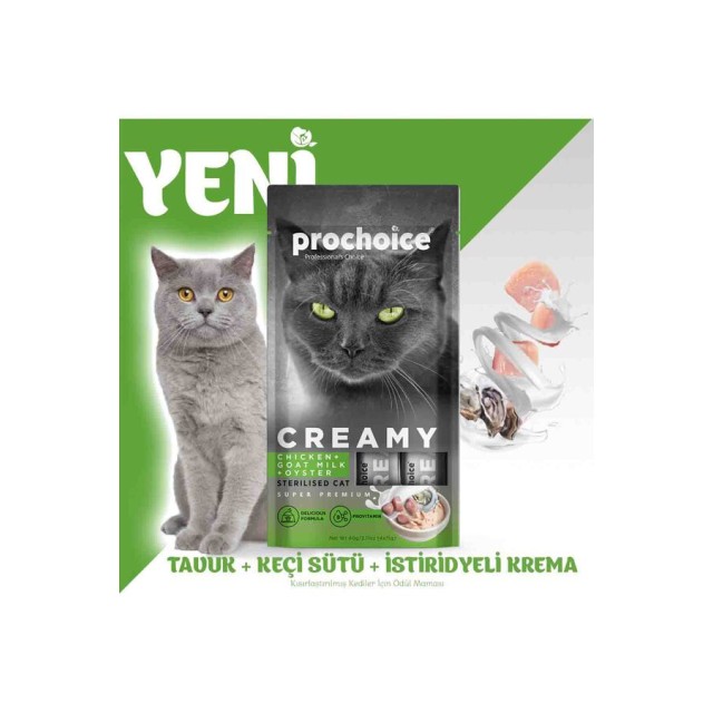 Prochoice Creamy Keçi Sütü ve Tavuklu Krema Kedi Ödül Maması 4x15gr