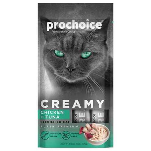 Prochoice Creamy Ton Balığı ve Tavuklu Krema Kedi Ödül Maması 4x15gr
