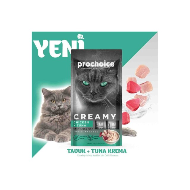 Prochoice Creamy Ton Balığı ve Tavuklu Krema Kedi Ödül Maması 4x15gr
