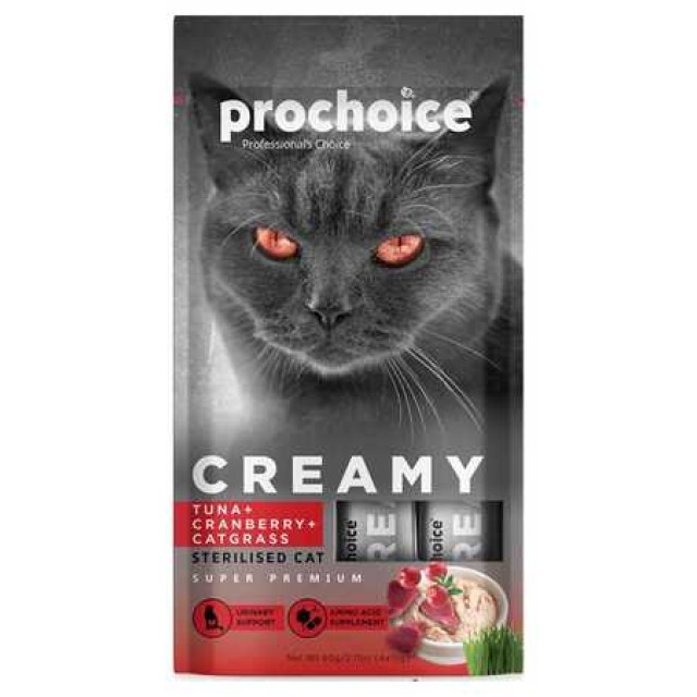 Prochoice Creamy Ton Balığı ve Kızılcıklı Krema Kedi Ödül Maması 4x15gr