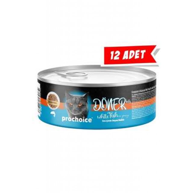 Prochoice Döner Sos İçinde Beyaz Balıklı Tam ve Dengeli Yetişkin Kedi Konservesi 12x70gr 12'li