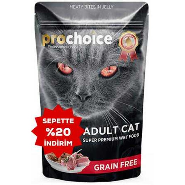 ProChoice Pouch Kuzu ve Ciğerli Tahılsız Yetişkin Kedi Konservesi 85gr