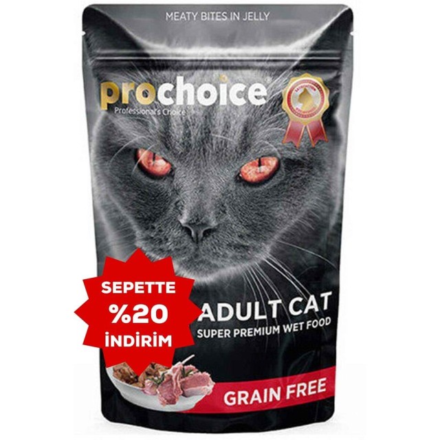 ProChoice Pouch Kuzu ve Ciğerli Tahılsız Yetişkin Kedi Konservesi 85gr