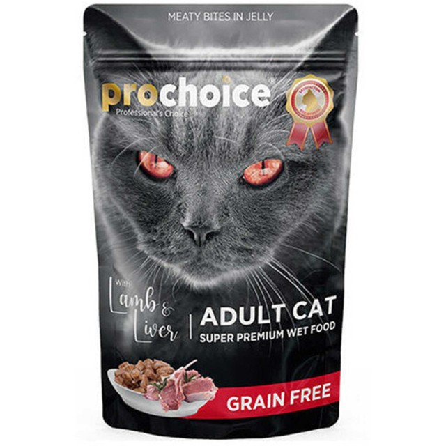 ProChoice Pouch Kuzu ve Ciğerli Tahılsız Yetişkin Kedi Konservesi 85gr