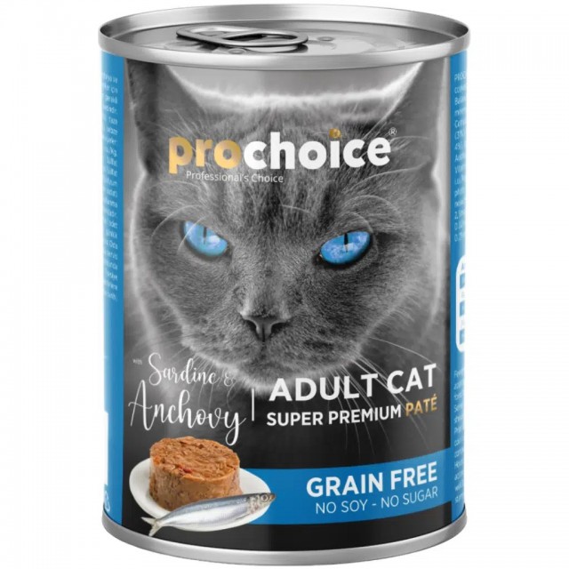 ProChoice Sardalya ve Hamsi Balıklı Tahılsız Kedi Konservesi Pate 400 Gr