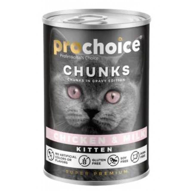 ProChoice Tavuklu ve Sütlü Gravy Soslu Yavru Kedi Konservesi 400gr