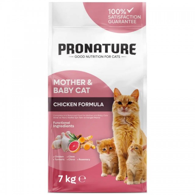 Pronature Mother & Baby Cat Tavuklu Anne ve Yavru Kedi Maması 7 Kg