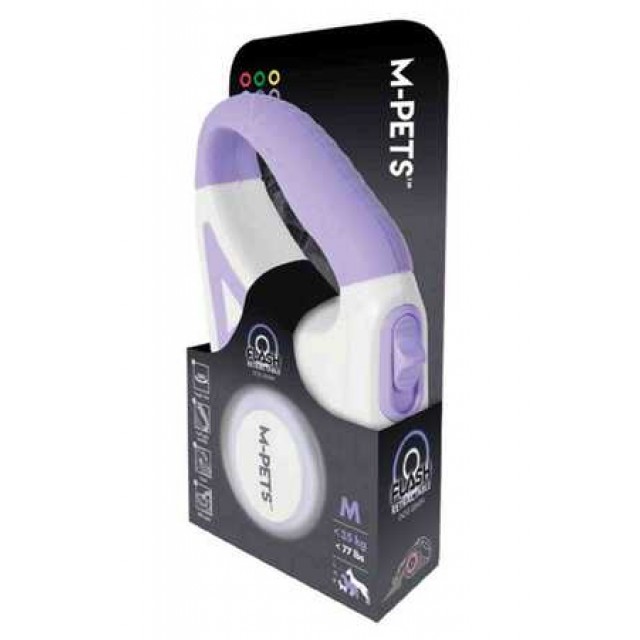 M-Pets Flash Ledli Otomatik Şerit Gezdirme Kayışı 5mt Purple