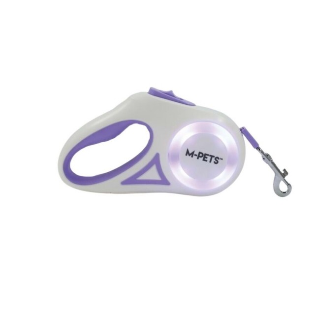 M-Pets Flash Ledli Otomatik Şerit Gezdirme Kayışı 3mt Mor