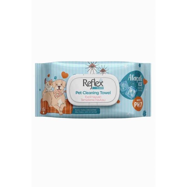Reflex Care Alaçatı Ice Kokulu Kedi ve Köpekler İçin Çok Amaçlı Hijyenik Temizleme Mendili 50li