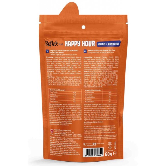 Reflex Happy Hour Sağlıklı ve Parlak Tüyler İçin Destekleyici Köpek Ödül Maması 60gr