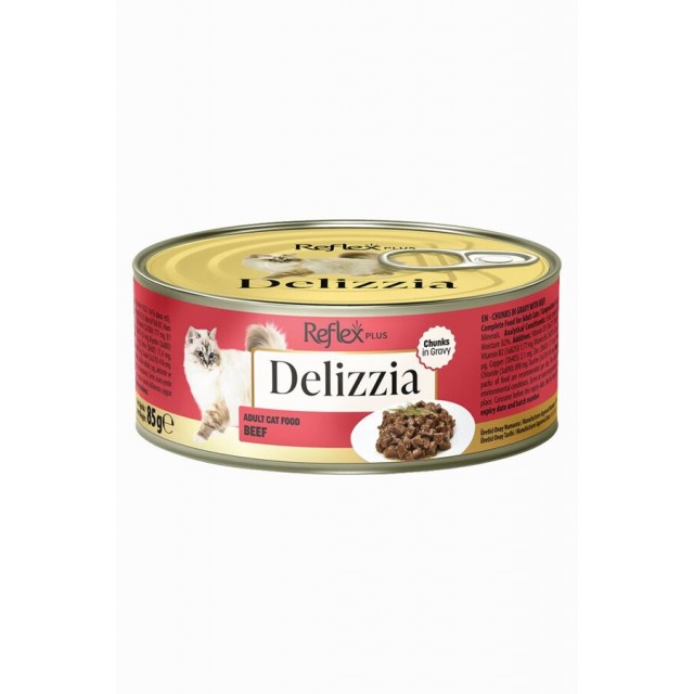 Reflex Plus Delizzia Sos İçinde Parça Etli Dana Etli Yetişkin Kedi Konservesi 85gr