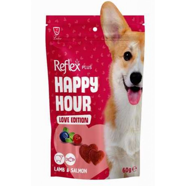 Reflex Plus Happy Hour Love Edition Kuzu Etli ve Somonlu Köpek Ödül Maması 60gr