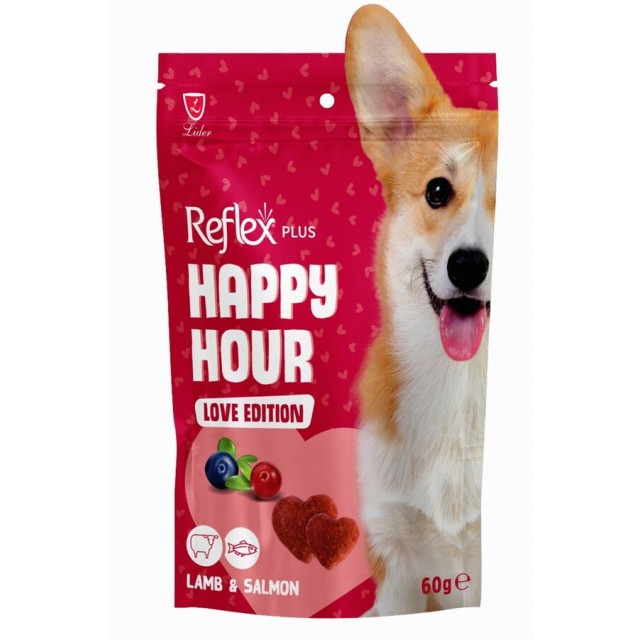 Reflex Plus Happy Hour Love Edition Kuzu Etli ve Somonlu Köpek Ödül Maması 60gr