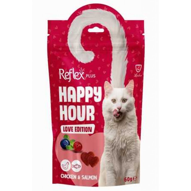 Reflex Plus Happy Hour Love Edition Tavuk ve Somonlu Kedi Ödül Maması 60gr