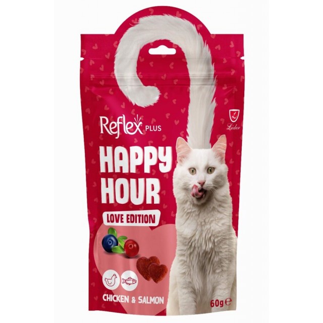 Reflex Plus Happy Hour Love Edition Tavuk ve Somonlu Kedi Ödül Maması 60gr