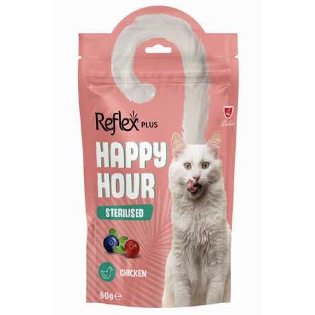 Reflex Plus Happy Hour Tavuklu Yaban Mersinli ve Kızılcıklı Kısırlaştırılmış Kedi Ödül Maması 60gr