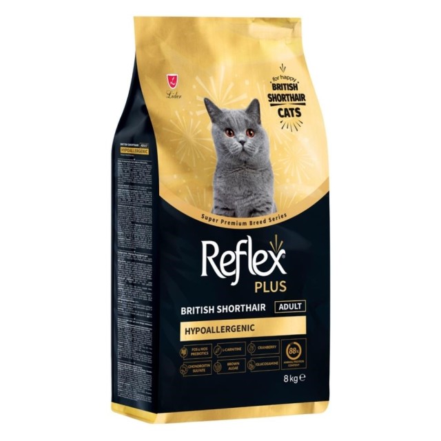 Reflex Plus Hipoalerjenik British Shorthair Yetişkin Kedi Maması 8 kg