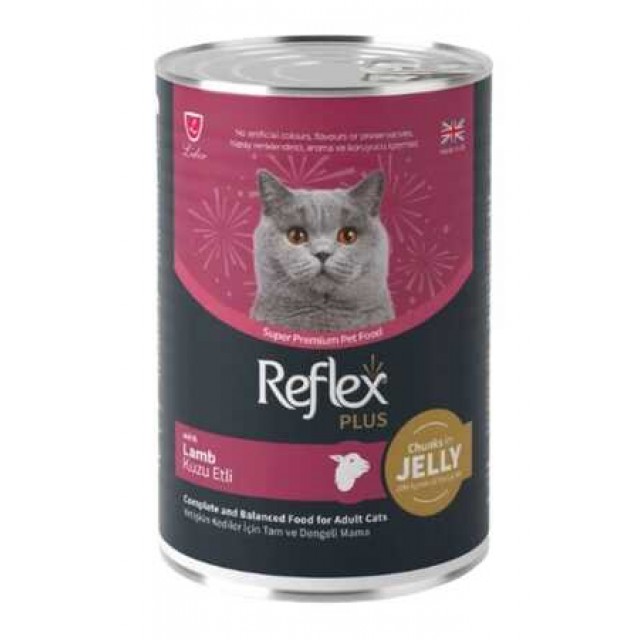 Reflex Plus Jöle İçinde Et Parçacıklı Kuzu Etli Yetişkin Kedi Konservesi 400gr