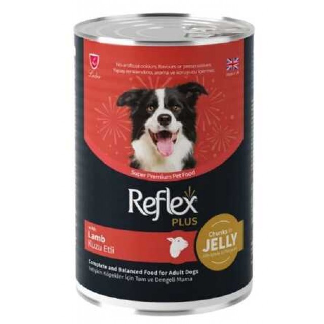 Reflex Plus Jöle İçinde Et Parçacıklı Kuzu Etli Yetişkin Köpek Konservesi 400gr