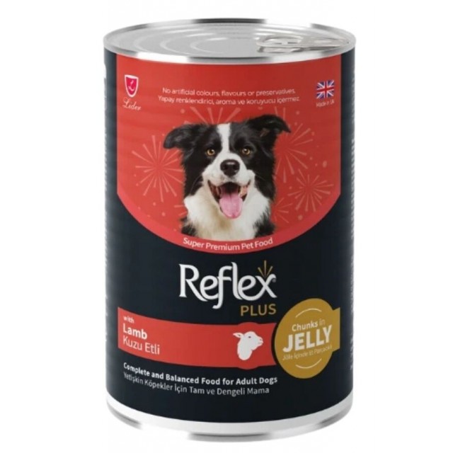 Reflex Plus Jöle İçinde Et Parçacıklı Kuzu Etli Yetişkin Köpek Konservesi 400gr