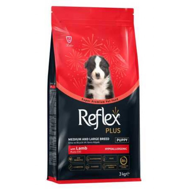 Reflex Plus Kuzu Eti ve Pirinçli Orta ve Büyük Irk Yavru Köpek Maması 3kg