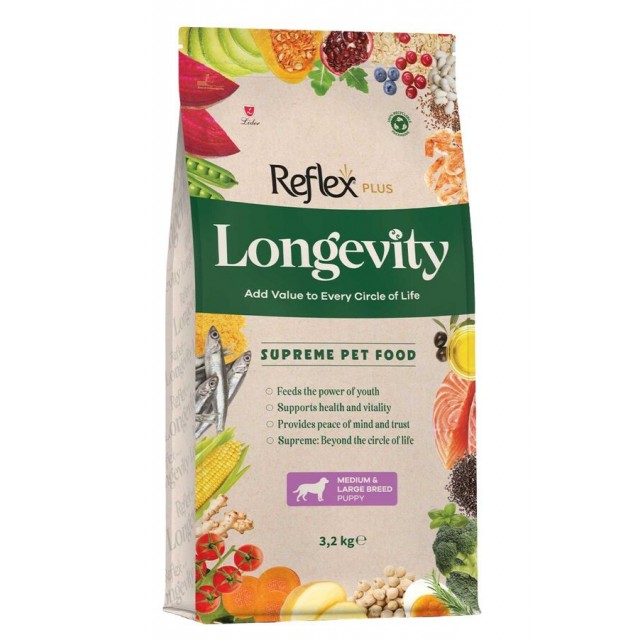 Reflex Plus Longevity Hipoalerjenik Orta ve Büyük Irk Yavru Köpek Maması 3.2kg