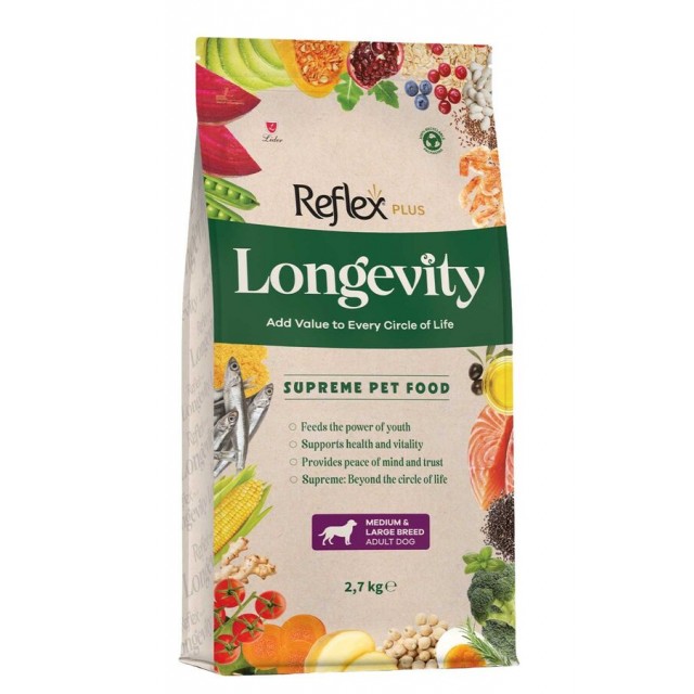 Reflex Plus Longevity Hipoalerjenik Orta ve Büyük Irk Yetişkin Köpek Maması 2.7kg
