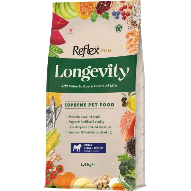 Reflex Plus Longevity Mini Small Breed Adult Hipoalerjenik Mini ve Küçük Irk Yetişkin Köpek Maması 1.4 Kg