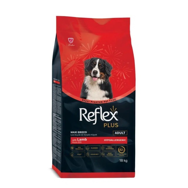 REFLEX PLUS MAXI ADULT LAMP & RICE 18 KG